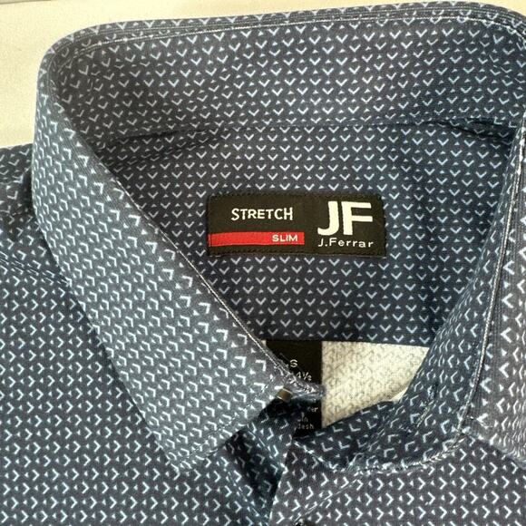 J. Ferrar Slim Fit Blue Long Sleeve Button-Up Shirt Small Sleeve 100% Cotton New - Picture 5 of 9